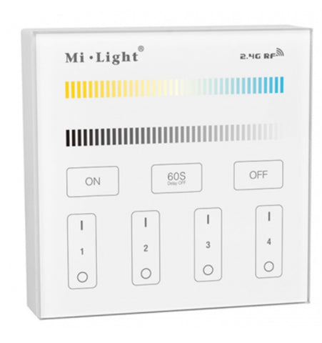 Wireless Dual white Wall controller for warm to cool white LED strip - Leading L.E.D Ltd. Domestic and Commercial Grade LED Strip Lights.  Sales & Technical support: 02476 262 328 